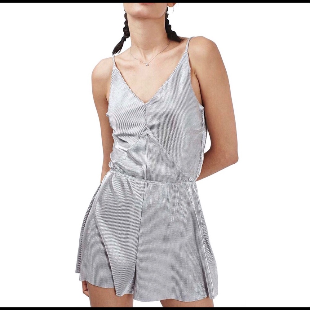 Topshop Silver Metallic Romper Size 2